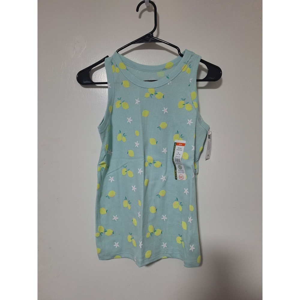 Wonder Nation Girls Plus XL 14-16 Green Lemon Print Ribbed Tank Top NWT